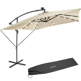 tectake Sonnenschirm, Beige, Kunststoff, Quadratisch, 250x300 cm, CE, Sonnen- & Sichtschutz, Sonnenschirme