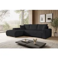 storez24 Ecksofa Ellen, mit Bettkasten und Schlaffunktion, Cordstoff, L-Form, bequem