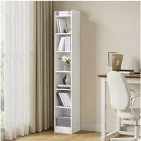 Yaheetech Bücherregal Standregal 161,5/183 cm (H), 1-tlg., Schmales Regal Bücherschrank mit 7 Ebenen, 2 Verstellbaren Regalböden