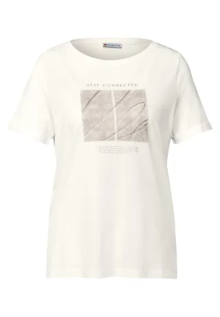 Street One - Artwork Shirt mit Turn-Up off white - Gr. - 38