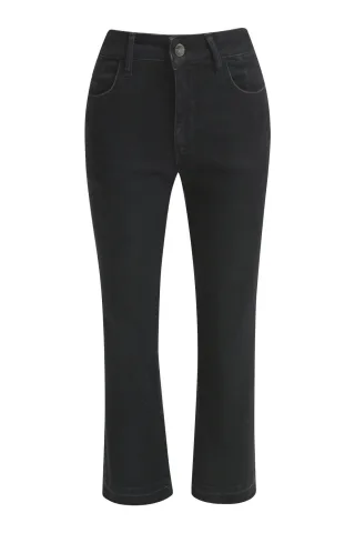Milano Italy - denim kickflare pants, 5 pocket style, open hem black - Gr. - 38