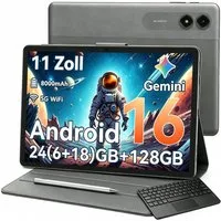 KINGRID 11 Zoll Android 16 128 GB 5G WiFi tablet mit Stift/Hülle/Tastatur Tablet (11", 128 GB, Android16, Android 16, Gemini Al Magic, 8000 mAh, 5G WiFi)