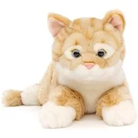 Uni-Toys Kuscheltier Katze mit getigertem Fell - grau / braun - 38 cm - Plüsch, Plüschtier, zu 100 % recyceltes Füllmaterial