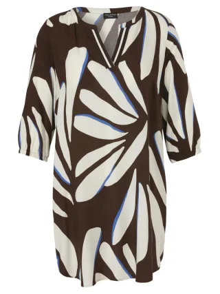 VIA APPIA DUE - Kleid mit grafischem Allover-Print und 3/4-Ärmeln braun - Gr. - 44
