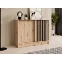 Beautysofa Kommode mit 2 Schiebetüren HORIZON (in 100 cm, 120 cm oder 160 cm, verschiedene Farben: Eiche Artisan, Schwarz, Weiß, Kaschmir), mit dekorativen Lamellen