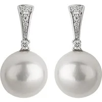 Orolino Paar Ohrstecker Gold 585 mit 2 weißen Perlen und 12 Brillanten zus. 0,07ct.