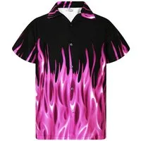 King Kameha Hawaiihemd "Flames" Funky Hawaii-Hemd Herren Kurzarm Front-Tasche Stylish