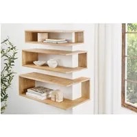 riess-ambiente Wandregal SURREAL 3er Set natur – Mango-Massivholz, lackiert, Außenecke, Set 3-tlg., offene Eckregale für Deko & Bücher – ideal für Wohn- und Arbeitszimmer