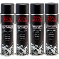 belton Sprühlack 4 x Auto Lackspray Dose Spraila Schwarz Matt 500ml