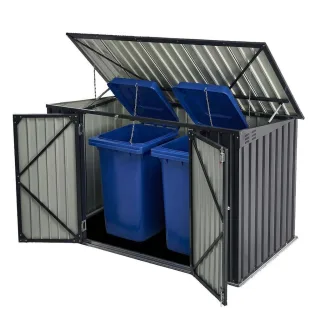 Juskys Mülltonnenbox, Anthrazit, Metall, 200x128x105 cm, Aufbewahrung & Schutzhüllen