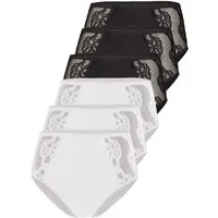 Nina Von C. Taillenslip 6er Pack Damen Taillenslip Slipboutique (Packung, 6-St) elastische Baumwolle, transparente Tüllstickerei