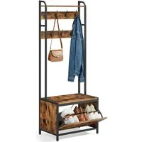 VASAGLE Garderobenständer Garderobe, mit Schuhschrank, Sitzbank, Schuhkipper, Haken, obere Ablage