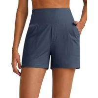G4Free Shorts Damen Kurze Hosen Jogginghosen Hohe Taille Stretchhosen Bequeme gerippte Freizeithosen sportliche Shorts mit Seitentaschen