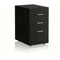 relaxdays Rollcontainer Abschließbarer Rollcontainer aus Metall, schwarz