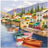 ti-flair Papierserviette, Servietten Papier 33x33cm 3-lagig Italien Comer See Motiv 20 Stück
