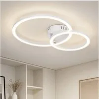 Nettlife LED Deckenleuchte Wohnzimmer 2 Ringe Schwarz/Weiß/Silber Modern 23W Deckenlampe 40.5CM, Nicht dimmbar, LED fest integriert, Warmweiß, für Wohnzimmer Schlafzimmer Flur Büro Balkon Küche