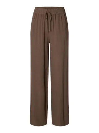 selected women - SLWVIVA-GULIA HW LONG SUN PANT NOOS Chocolate Chip - Gr. - 38