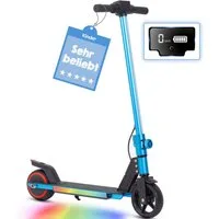 Vankel Cityroller Kinderroller ab 6 jahren, 10km, mit LED Leuchten, klappbar, Tretroller, 150 W, 14 km/h, (bis 80kg, EBS+Fußbremse, klappbare Aluminiumrahmen), Escooter für Kinder, nur 6,5kg, faltbar, für 130-160 cm