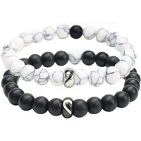 KARMA Armband Set Partnerarmbänder Herz Armband Freundschaftsarmband Paarschmuck (Damen Herren Perlenarmband, 2-tlg., Damenschmuck Herrenschmuck Damenarmband Herrenarmband), modern Unisex Armbandset