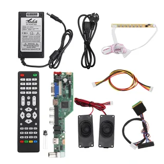 T.SK105A.03 Universal LCD LED TV Controller Driver Board +7 Key button+1ch 6bit 40Pins LVDS Cable+Speaker+EU Power Adapt