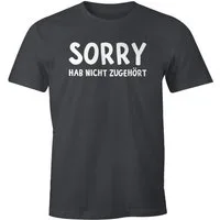 MoonWorks Print-Shirt Herren T-Shirt Fun-Shirt Spruch-Shirt Sorry hab nicht zugehört mit Print