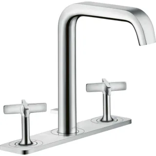 hansgrohe Axor Citterio E 170 3-Loch-Waschtischarmatur 36116000 Ausladung 165mm, mit Zugstangen-Ablaufgarnitur, Platte, chrom