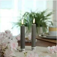 Adilina LED-Kerze LED Stabkerzen Tafelkerzen Dinner Spitzkerzen rustikal 16cm grau 2St (2-tlg)