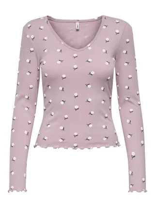 ONLY - ONLINA L/S V-NECK TOP JRS Keepsake Lilac - Gr. - S