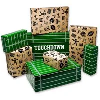 40YARDS Geschenkpapier American Football Geschenkpapier, 8 Bögen á 70 x 50 cm (4x Spielfeld Muster & 4x Football Icons Muster)
