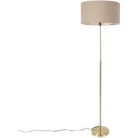 Qazqa Stehlampe Parte stof, ohne Leuchtmittel, Warmweiß, QAZQA Stehlampe, e27, Gold, Stahl, Design