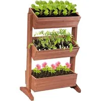 KOMFOTTEU Hochbeet 3 Etagen Blumenbeet, mit verstellbaren Blumentrögen & Ablauflöchern
