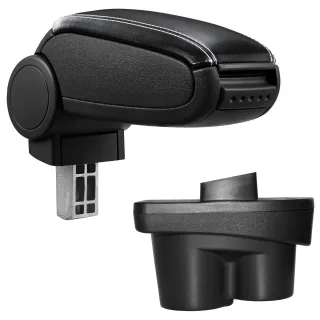 Armlehne Mittelarmlehne Leder Bezug Schwarz / Weiß für Opel Corsa E 2014-