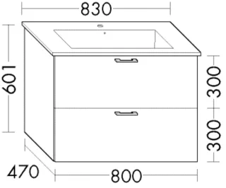 Burgbad Waschtischunterschrank Sys30 PG1 Aqua 601x800x480 Eiche Dekor Urban, WVFH080F5327 WVFH080F5327