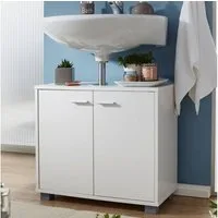 FINEBUY Waschbeckenunterschrank FB37117 FB37117 Waschtischunterschrank Badschrank 60cm (Waschtischunterschrank Modern, Badschrank Stehend) Badunterschrank 60x55x30 cm Weiß mit 2 Türen