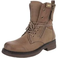 Ital-Design Damen Boots mit Schnürung und Reißverschluss für Alltag Stiefelette (90542926) Blockabsatz Schnürstiefeletten in Hellbraun