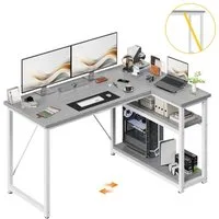 GUNJI Eckschreibtisch Eckschreibtisch Umkehrbarer L-förmiger Computer schreibtisch mit Hutch (Maße: 1 m/1,2 m/1,4 m/1,6 m, Schreibtisch mit verstellbaren Einlegeböden)