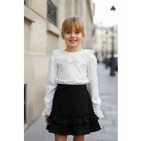 Parla Kids Langarmshirt Weißes Langarmshirt mit Spitzendetails am Kragen und an den Ärmelenden