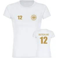 multifanshop T-Shirt Damen Deutschland - Adler Retro Trikot 12 Gold - Frauen