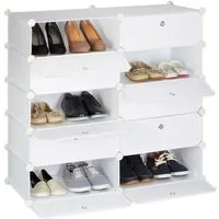 relaxdays Schuhschrank mit 10 Fächern (85-St) weiß