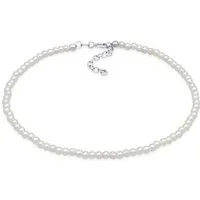 Elli Fußkette Perlen Synthetisch Klassik Basic 925 Silber, Kugel