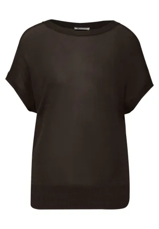 Street One - Stricktop mit U-Boot-Ausschnitt braun - Gr. - 40