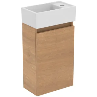 Ideal Standard Möbelpaket Eurovit+ HWB re. 37cm Weiss u.Schrank 36cm m.Tür Hamilton Eiche, R0569Y8 R0569Y8