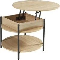 en.casa Couchtisch, »Kandas« mit Hebeplatte rund 70 x 49 cm Eicheoptik