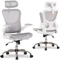 COMHOMA Bürostuhl Ergonomisch, Schreibtischstuhl mit Verstellbarer Kopf-/Armlehnenstütze, Lendenwirbelstütze, Gaming Stuhl Wippfunktion, Chefsessel aus Mesh