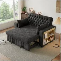 Merax Schlafsofa 3-in-1 Ausziehsofa, Sofa Klappsofa mit Schlaffunktion & USB-Anschluss für Wohnzimmer, mit verstellbarer Rückenlehne,USB-Ladeanschluss, Getränkehalter,Kissen