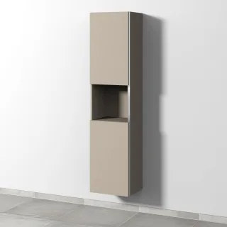 Sanipa 3way Hochschrank mit 2 Türen und 1 offenem Fach, Sandgrau-Matt BS11667