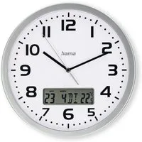 Hama Funkwanduhr DCF-Funkuhr "Moorea", Ø 30 cm, Silber (Datums- und Temperaturanzeige)