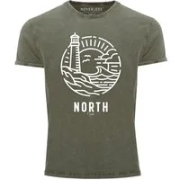 Neverless Print-Shirt Neverless® Herren T-Shirt Vintage Shirt Printshirt Logo Outline Art mit Print