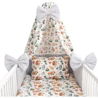 Amilian Babybettwäsche Set 7-teilig - Bettwäsche 100x135 - Kissenbezug 40x60 - mit Himmel, Vollstoffhimmel, 7 teilig, Komplett-Set für Babybett, Gitterbett - Kinderbettwäsche