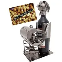 BRUBAKER Weinflaschenhalter Barbecue Grill Flaschenhalter, (inklusive Grußkarte), Weinhalter Metall Skulptur, Wein Geschenk für Grillmeister
